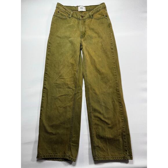 BDG Urban Outfitters Women's Dipped V Wide Leg Green Denim Jeans - 28 (29x31.5) - Picture 1 of 6